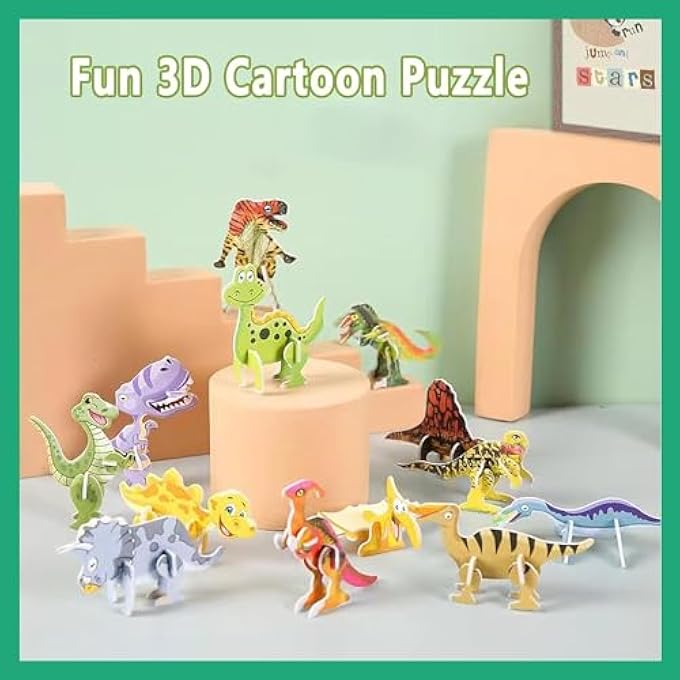 4 SET EDUCATIONAL 3D CARTOON PUZZLE, ANIMALS, DINOSAURS, AIRPLANES, INSECTS  GOOD GIFTS FOR BOYS & GIRLS - Image 3